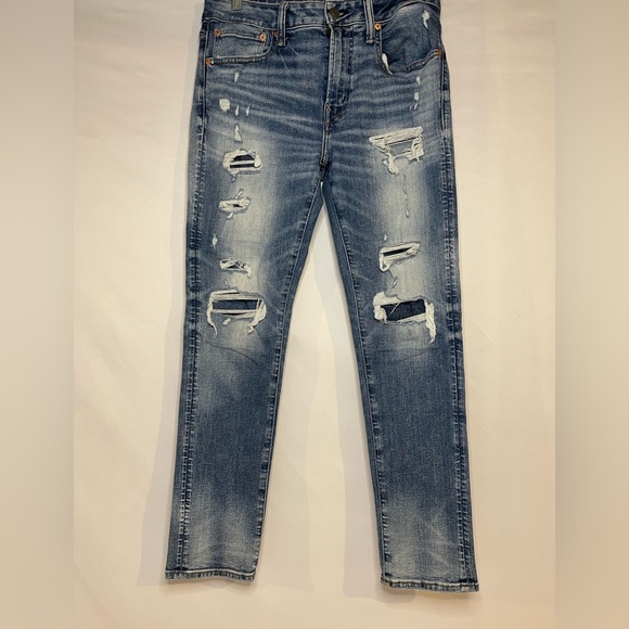 American Eagle Airflex 360 Patched Stacked Skinny Jean - Picture 1 of 7